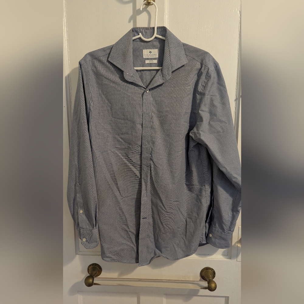 Ryan Seacrest Distinction Navy Checkered Button Down Shirt